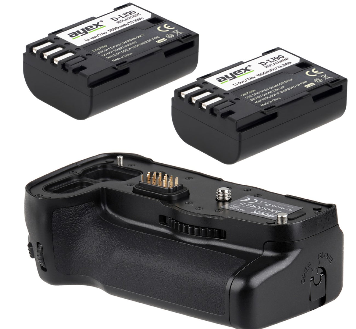 Batteriegriff Set für Pentax K3 K3II wie D-BG5 + 2x D-Li90 Akku