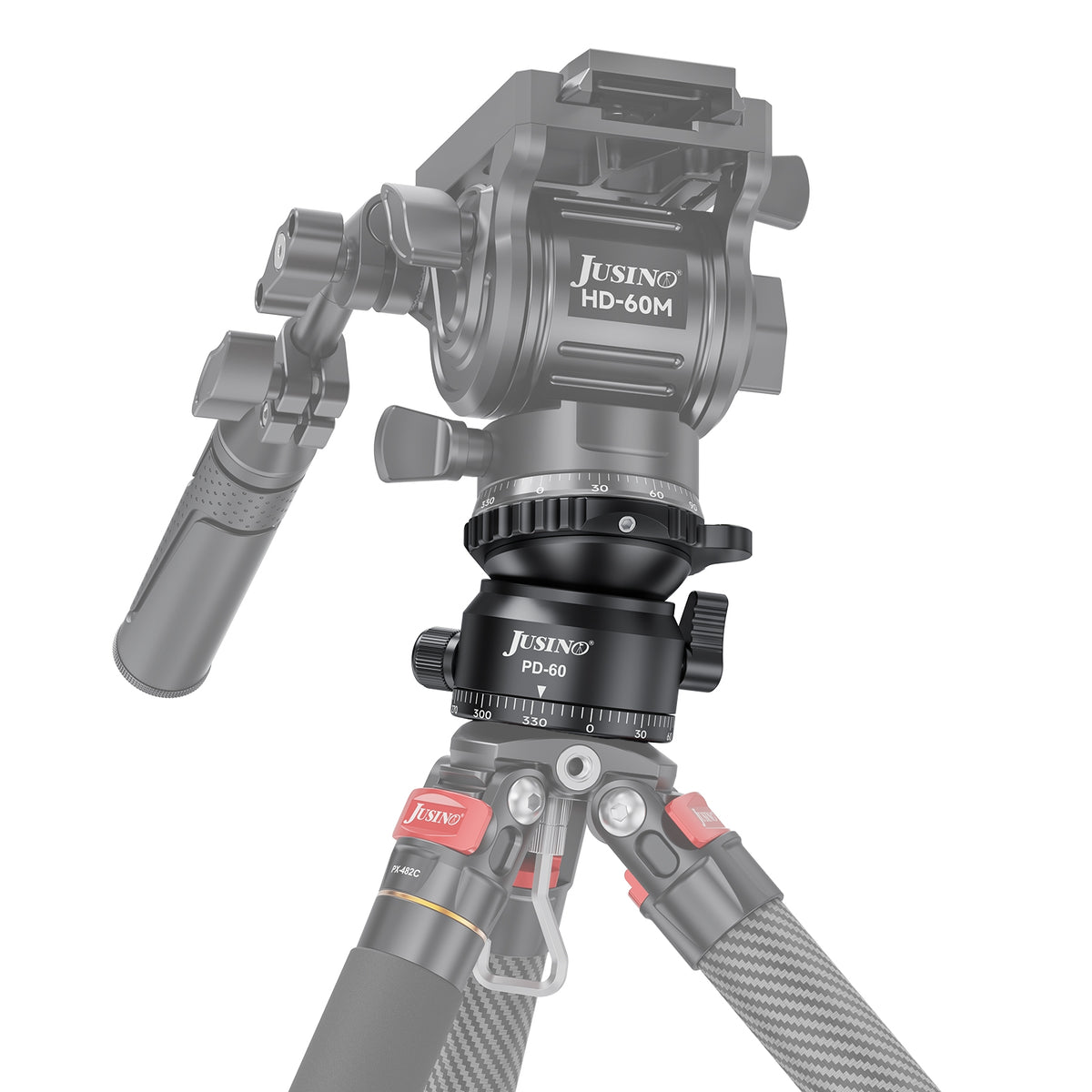JUSINO Stativ-Nivellierbasis Neigekopf mit 360° Panorama-Funktion und ±15° Neigung PD-60