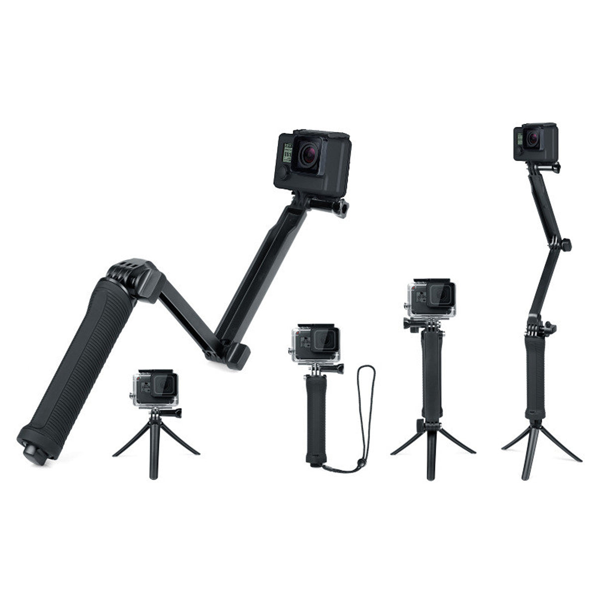 Selfie Stick Monopod mit Stativständer für GoPro & DJI Actionkameras dynamische Aufnahmen