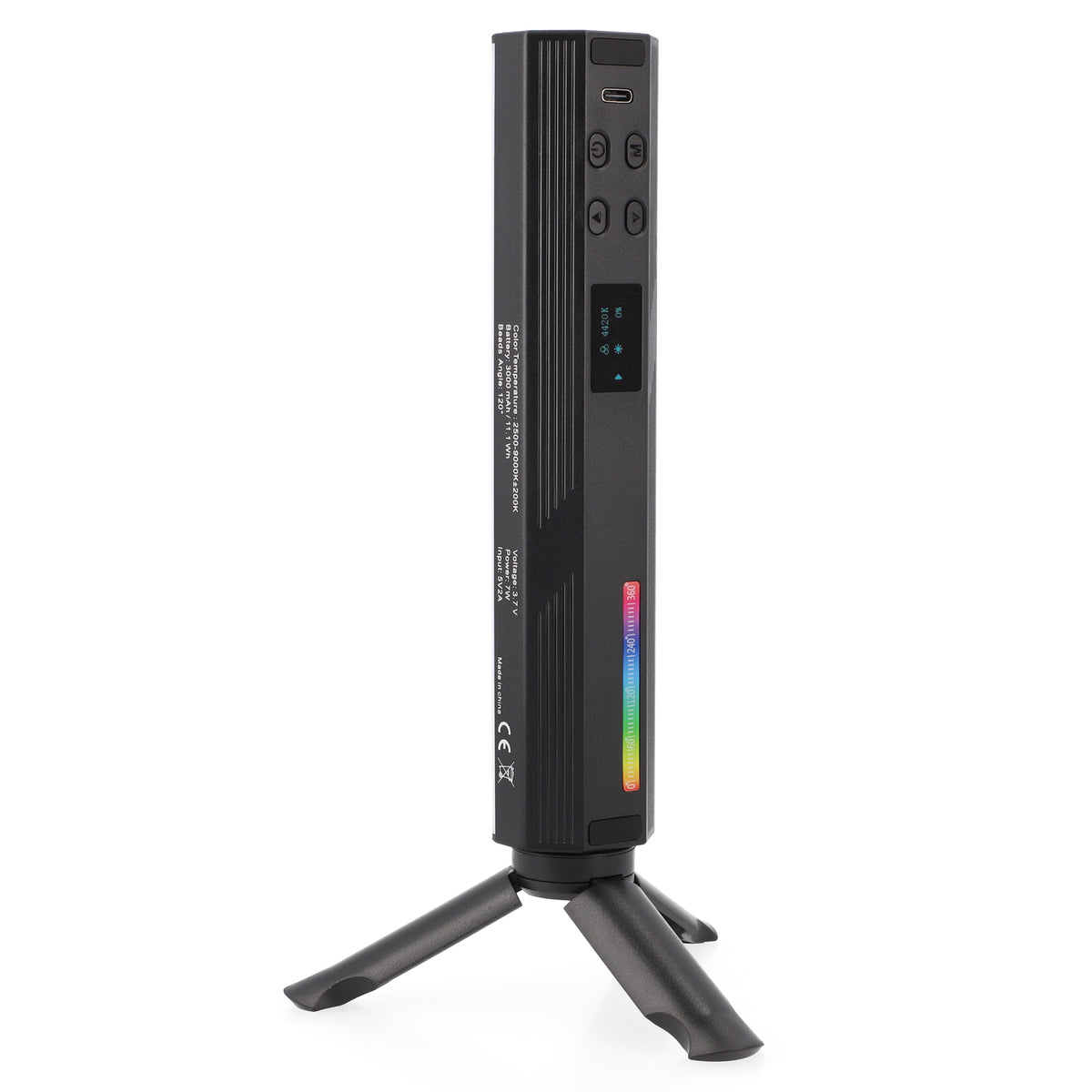 RGB LED Videolichtstab rundförmig mit 184 universellen Lichtperlen 3000mAh Akku ladbar über USB-C