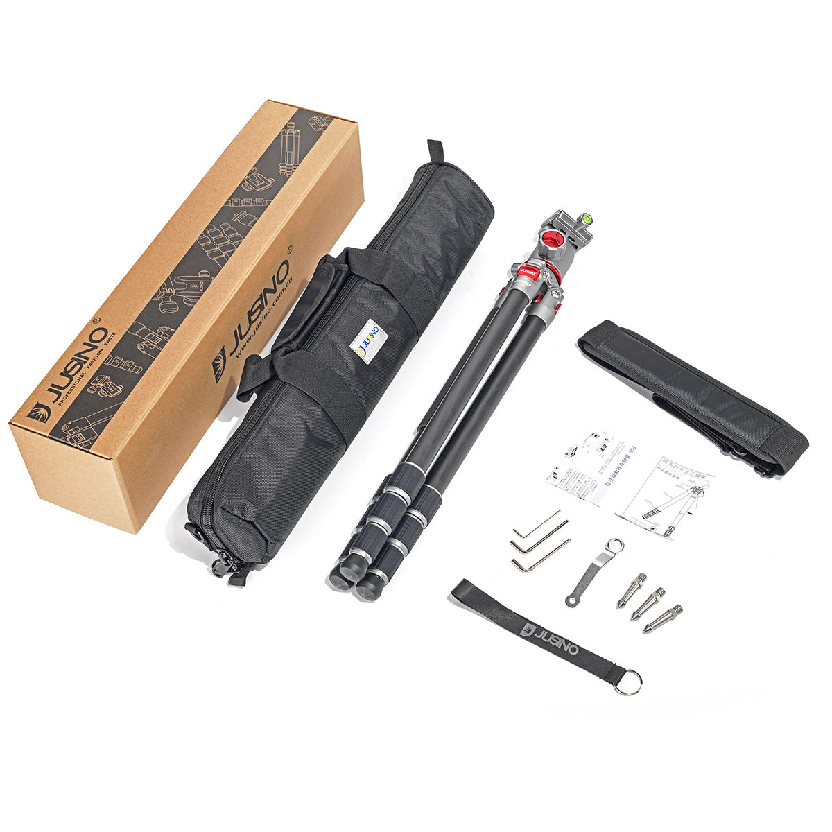 JUSINO Leichtes Karbon Fotostativ mit Kugelkopf Stativ bis 130cm 15kg AF-284C FGS-36