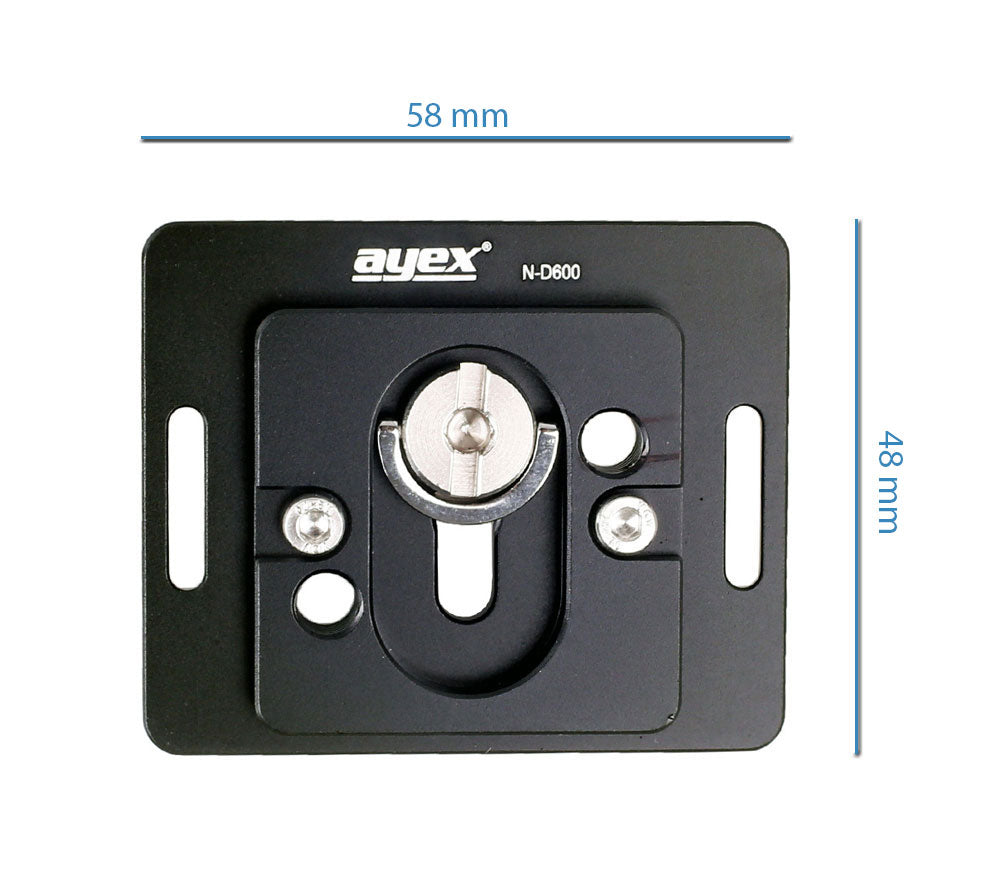 Schnellwechselplatte ayex N-D600 für Nikon D600 und Arca-Swiss Standard