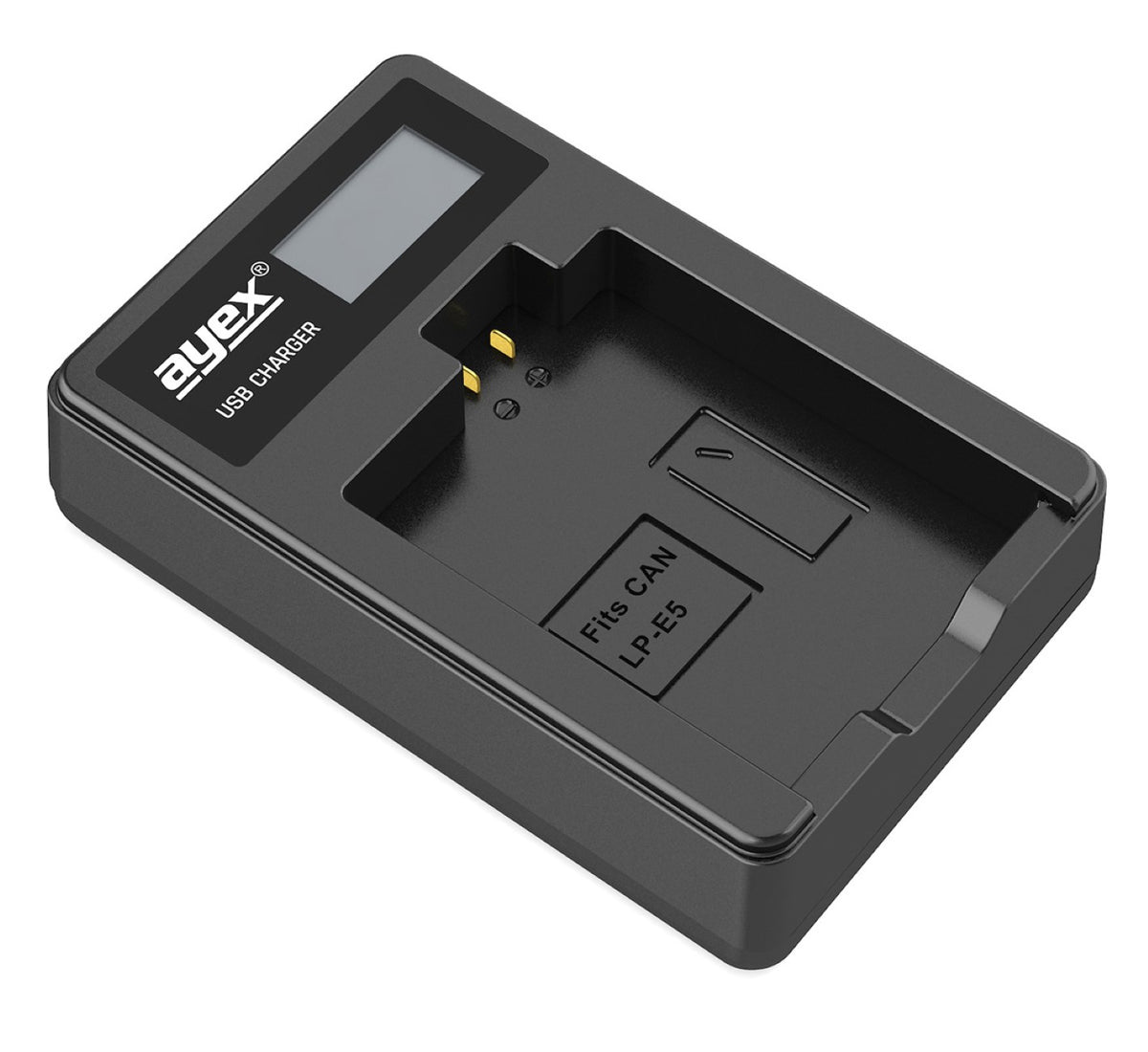 USB Ladegerät für Canon LP-E5 Akkus beleuchtetes Display Ladestandanzeige