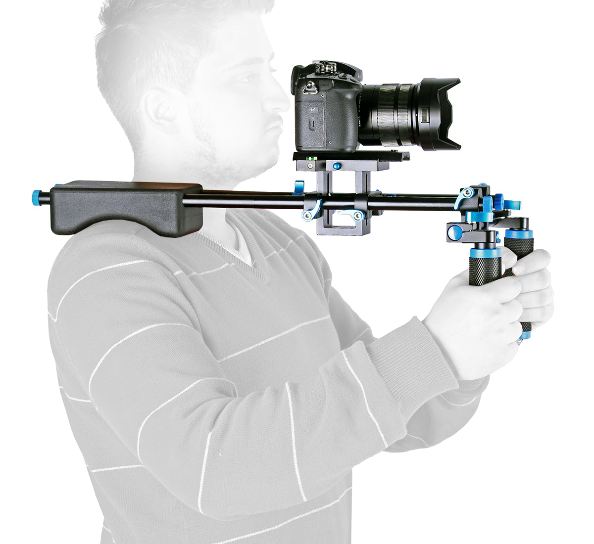 ayex D2-C Schulterstativ DSLR Rig mit verstellbarer großer Basisplatte