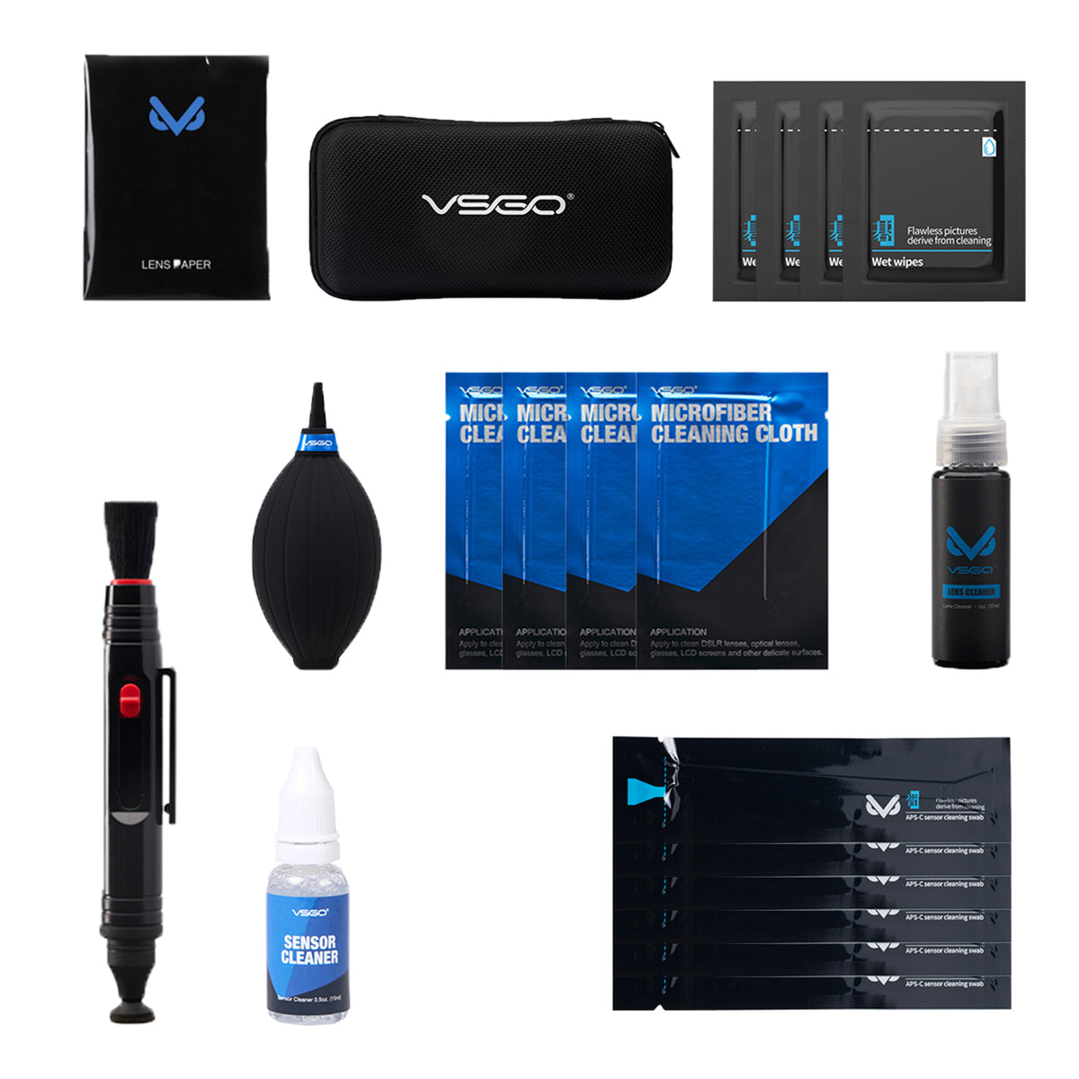 VSGO Professionelles Kamera-Reinigungsset für Vollformat Objektive & Displays DKL-20F Travel Cleaning Kit Pro