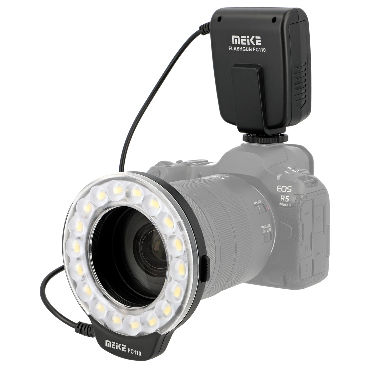Makro Ringblitz Ringleuchte für Canon EOS DSLR SLR Kameras FC-110 Blitz & Dauerlicht auch für Videoaufnahmen