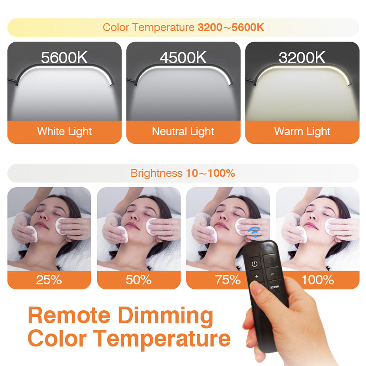 Dimmbare Halbmond Lampe Beauty Light einstellbare Farbtemperatur Telefonhalter Fernbedienung