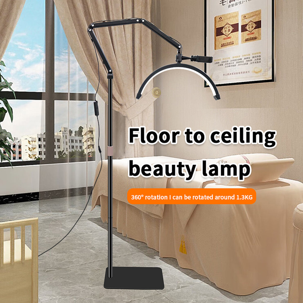 LED Halbmond Beauty Light Farbtemperatur 3000K-6000K Schwenkbar stabile Stand & Telefonhalterung