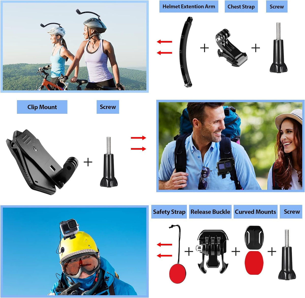 ayex GoPro Accessory Kit All-in-One Lösung für Ihre Abenteuer (Hero 11 10 & 9)
