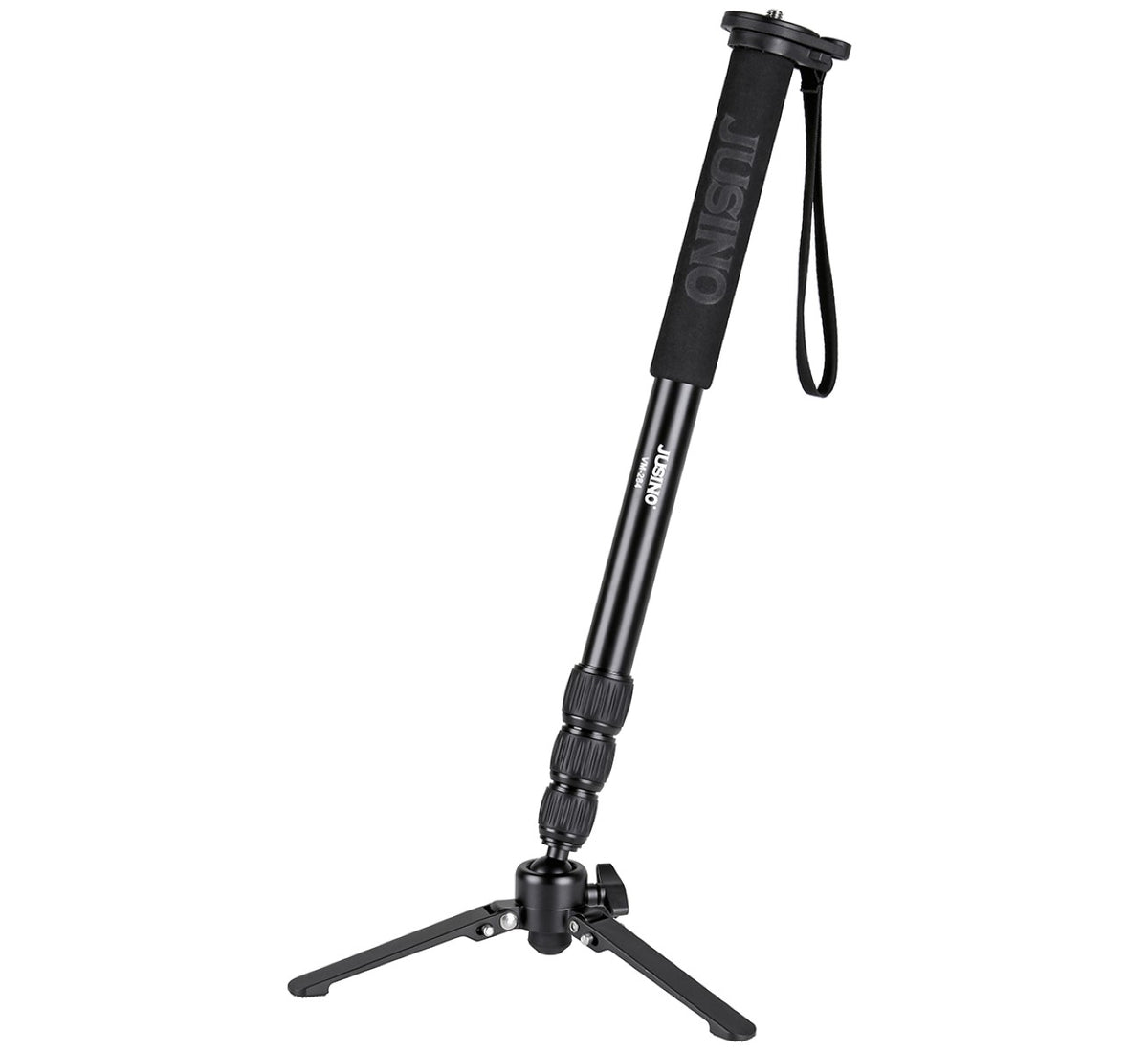 JUSINO Aluminium-Monopod mit abnehmbarem Fuß Tischstativ Schnelldrehverschlüsse bis 164cm 10kg VM-284