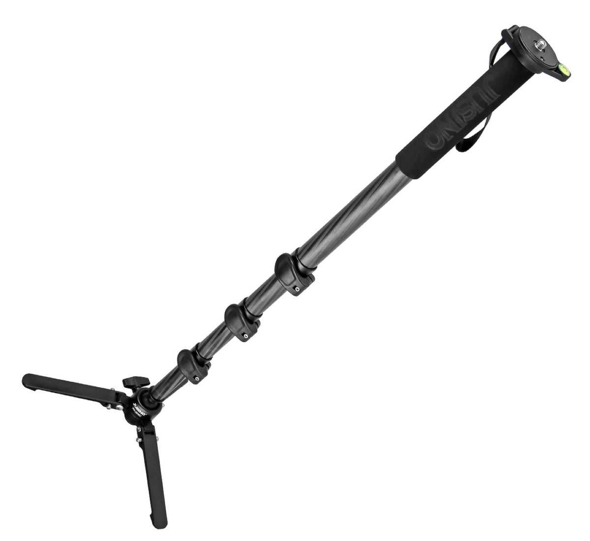 JUSINO Carbon Monopod mit abnehmbarem Fuß/Tischstativ Schnellspann-Clips bis 164cm/10kg VM-284EC