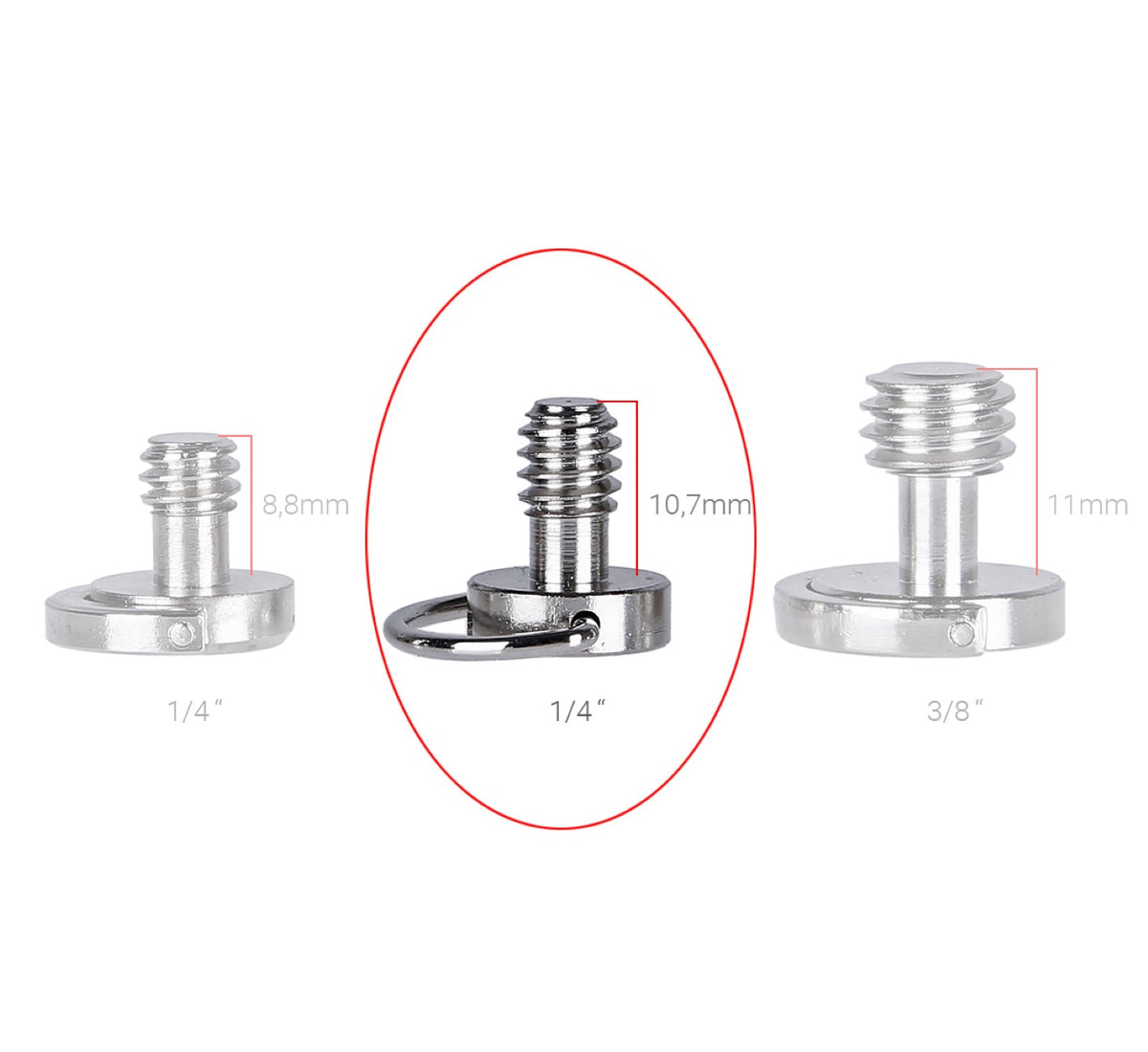 Klipschraube 1/4" Adapterschraube SC-07 für Wechselplatte Kugelkopf Stativ