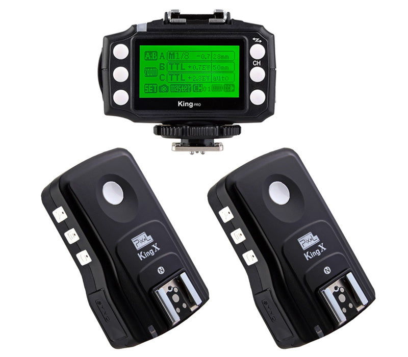 Pixel KING PRO i-TTL Funk-Blitzauslöser Set LCD-Display für Nikon mit 2 Empfängern