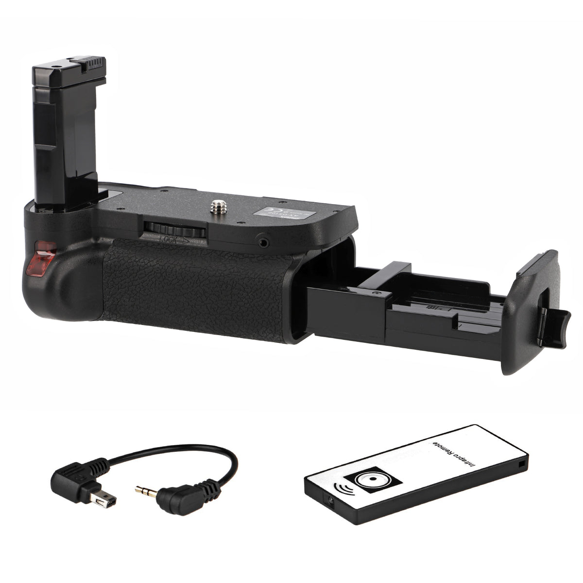Batteriegriff für Nikon D5100 D5200 mit IR-Fernauslöser Betrieb mit bis zu 2 Akkus Hochformat