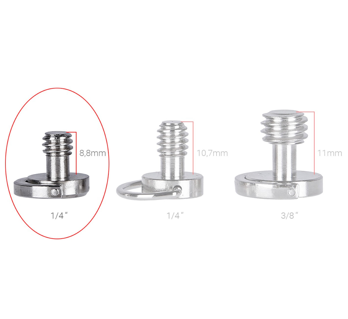 Klipschraube 1/4" Adapterschraube für Wechselplatte Kugelkopf Stativ