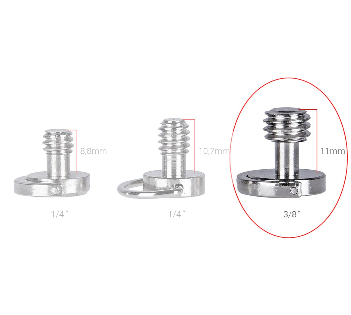 Klipschraube 3/8" Adapterschraube SC-06 für Wechselplatte Kugelkopf Stativ