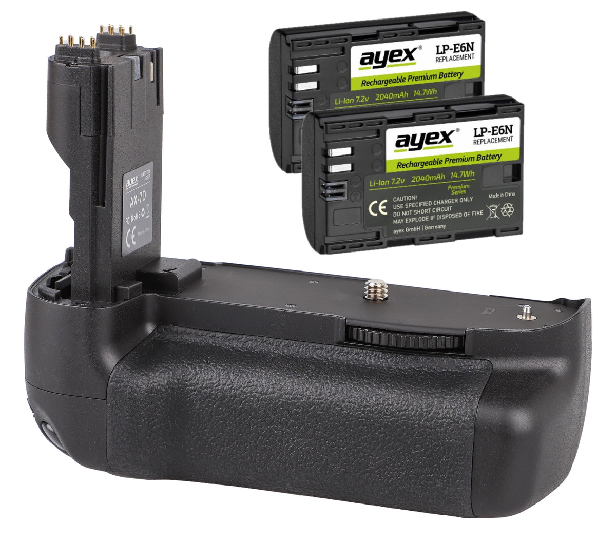 Batteriegriff Set für Canon EOS 7D + 2x LP-E6N Akku Hochformatgriff Akkugriff wie BG-E7