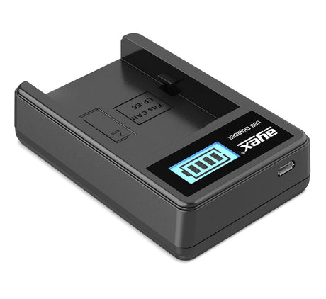 USB Ladegerät für Canon LP-E6 N,NH Akkus beleuchtetes Display Ladestandanzeige