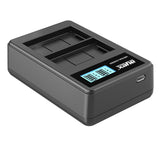 USB Dual Ladegerät für Canon LP-E6 N NH Akkus beleuchtetes Display Ladestandanzeige