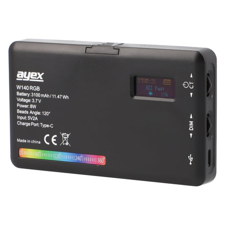 Vielseitige RGB LED Videoleuchte mit 20 Lichteffekten LCD-Display & integriertem Akku