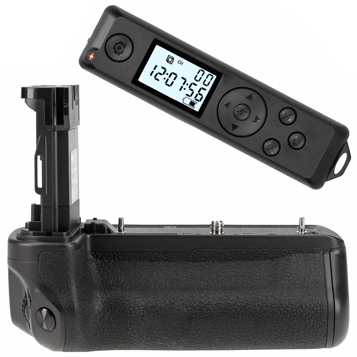 Batteriegriff für Canon EOS R5 R6 R6 Mark II wie BG-R10 Inkl. Timer-Fernauslöser + 2x LP-E6NH Akkus