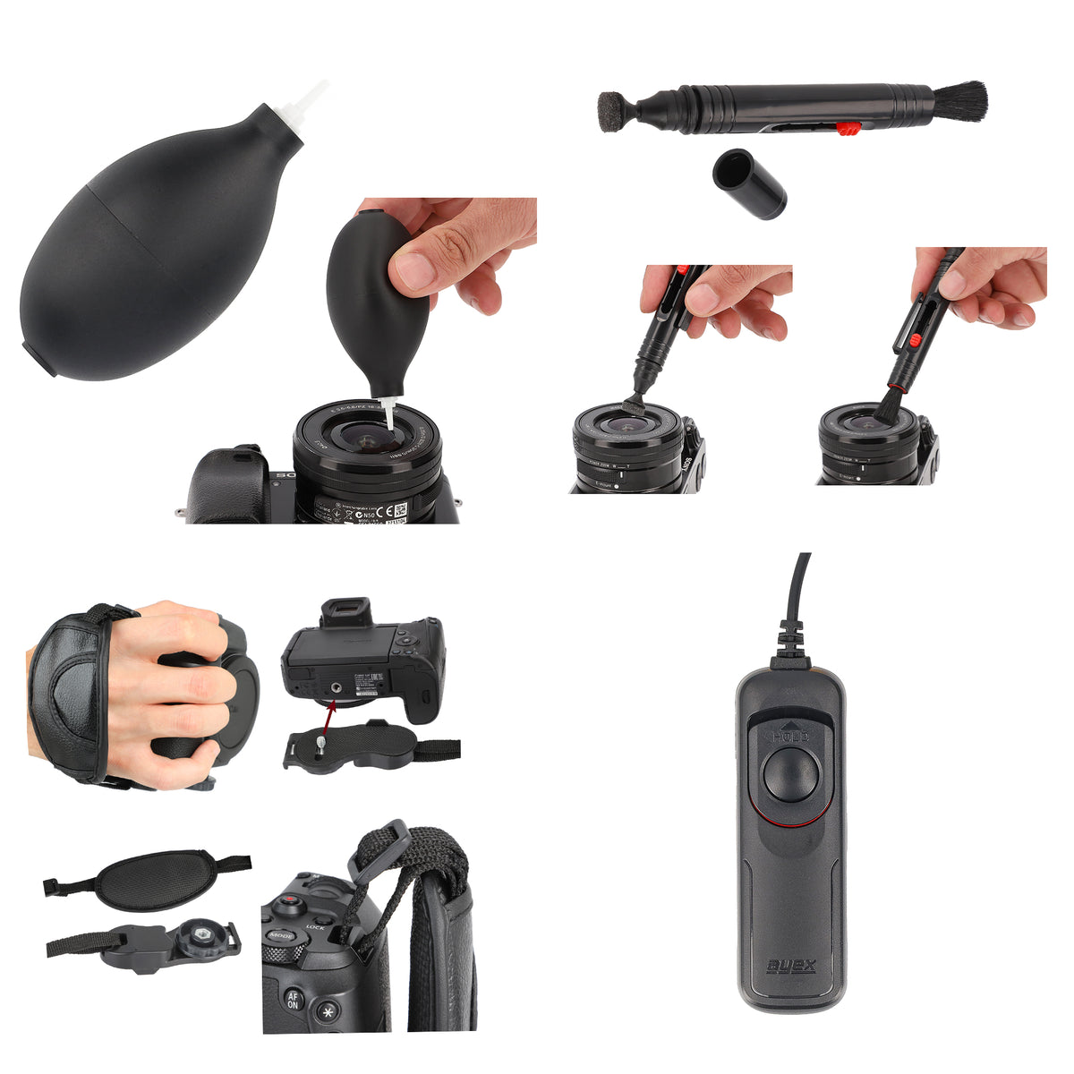 Zubehör Set für Olympus UC1 mit Fernauslöser AX-10 Blasebalg Handschlaufe Reinigungsstift