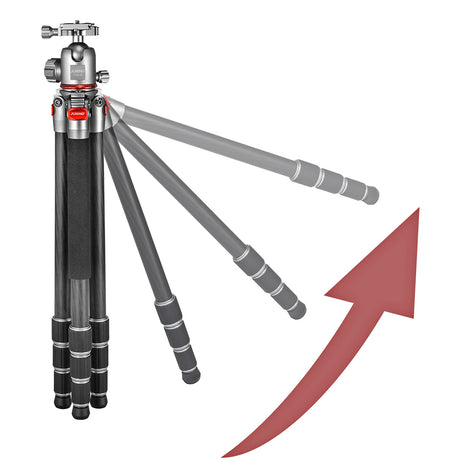 JUSINO Leichtes Karbon Fotostativ mit Kugelkopf Stativ bis 130cm 15kg AF-284C FGS-36