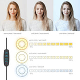 ayex Smartphonehalterung, LED-Licht mit USB - dimmbar, warmes und kaltes Licht (schwarz, weiß)