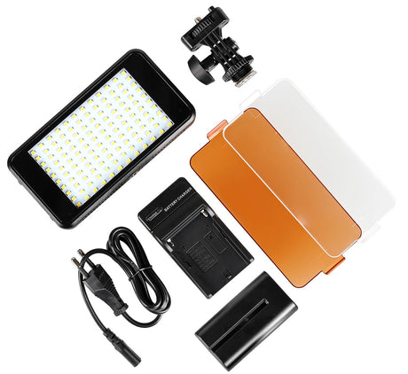 ayex LED light Videoleuchte mit 120 LEDs Inkl. Li-Ion Akku und Ladegerät