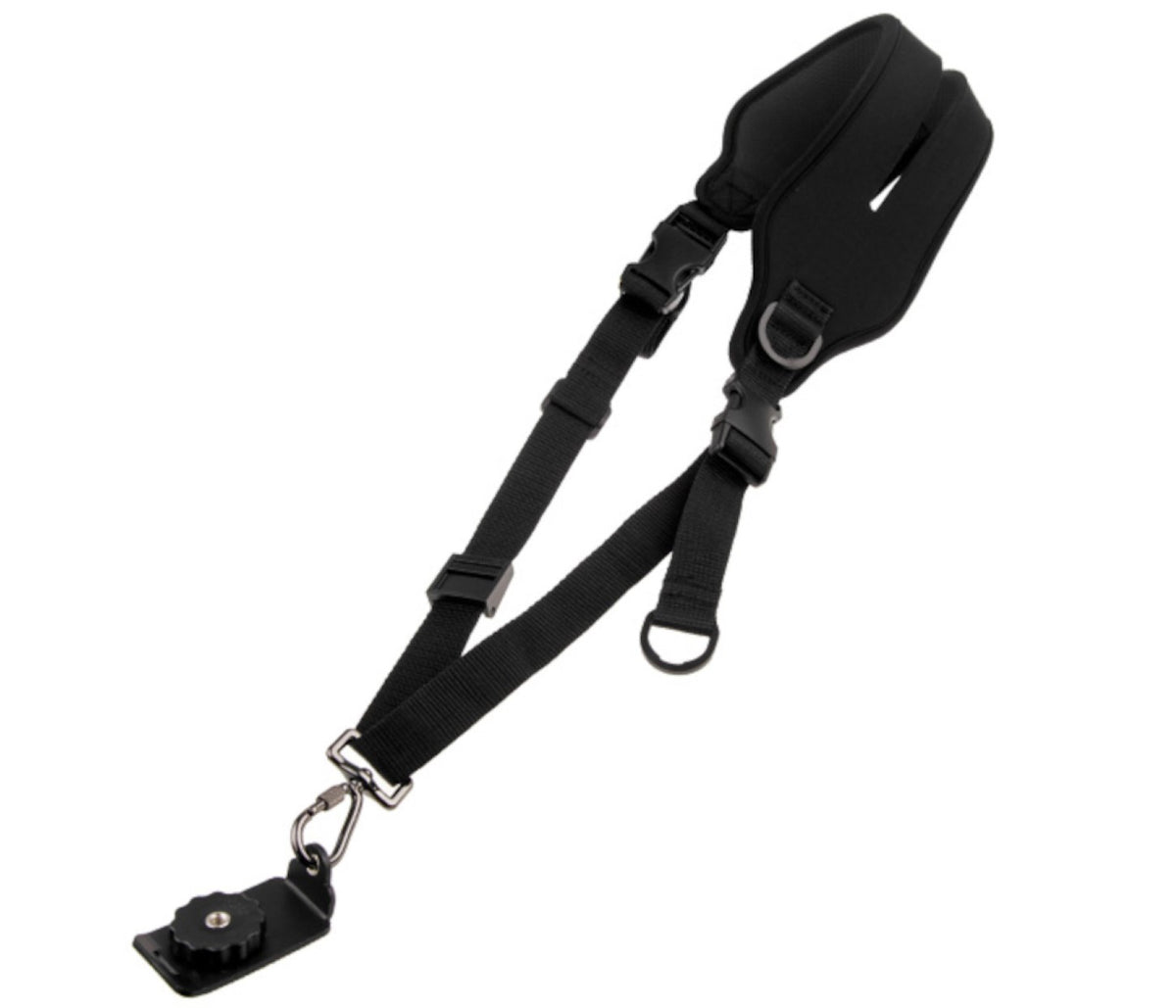 Profi Neopren Kameragurt mit individuell verstellbaren Gurte + Karabinerhaken Single Quick Strap 3