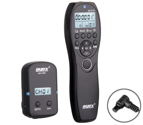 Funk Timer Fernauslöser AX-5 N3 zB Canon EOS R5 1D X Mark II 5D Mark IV 5DS 6D 7D Mark II Serie Bulb Delay Fokussieren