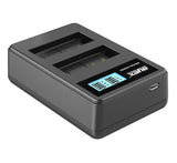 USB Dual Ladegerät für Canon LP-E10 Akkus beleuchtetes Display Ladestandanzeige
