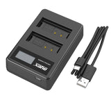 USB Dual Ladegerät für Canon LP-E10 Akkus beleuchtetes Display Ladestandanzeige