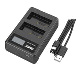USB Dual Ladegerät für Fujifilm NP-W126 Akkus beleuchtetes Display Ladestandanzeige