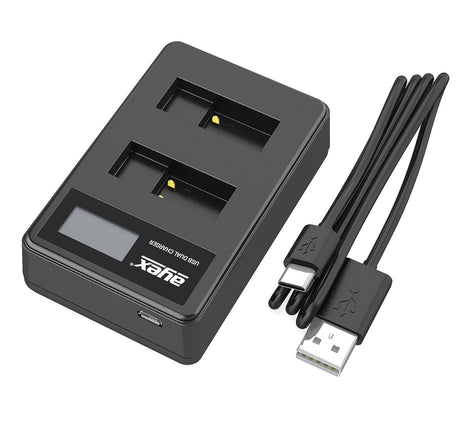 USB Dual Ladegerät für GoPro AHDBT-501 Akkus Hero 8 7 6 5 beleuchtetes Display Ladestandanzeige