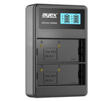 USB Dual Ladegerät für Olympus BLH-1 Akkus beleuchtetes Display Ladestandanzeige