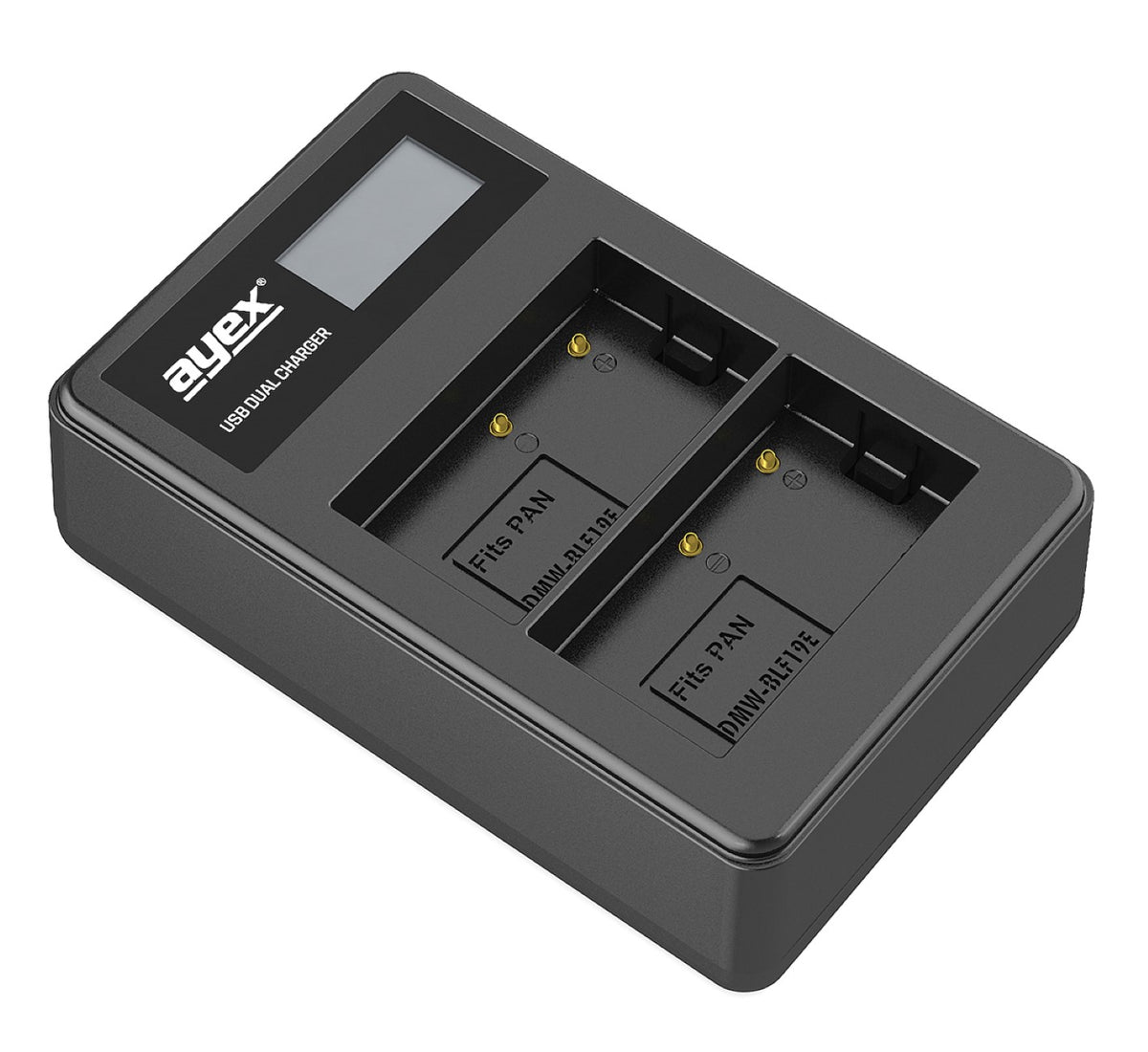 USB Dual Ladegerät für Panasonic DMW-BLF19E Akkus beleuchtetes Display Ladestandanzeige