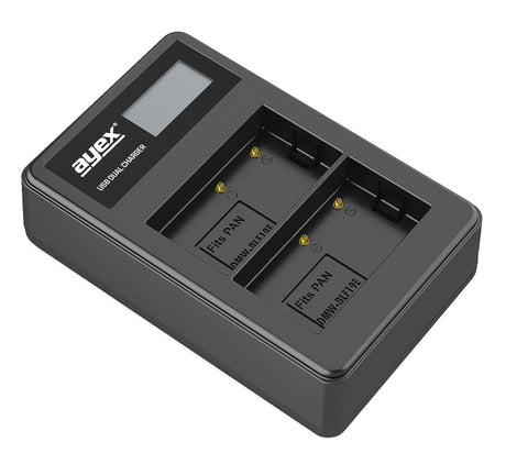 USB Dual Ladegerät für Panasonic DMW-BLF19E Akkus beleuchtetes Display Ladestandanzeige