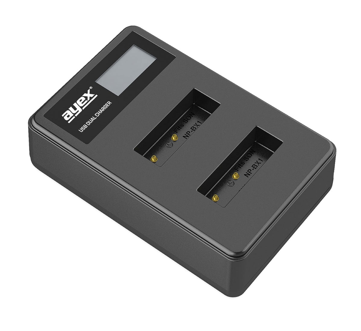 USB Dual Ladegerät für Sony NP-BX1 Akkus beleuchtetes Display Ladestandanzeige