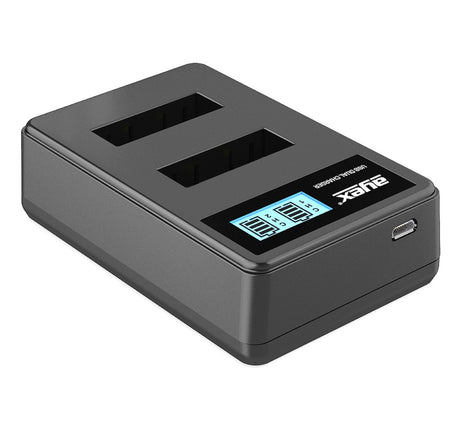 USB Dual Ladegerät für Sony NP-BX1 Akkus beleuchtetes Display Ladestandanzeige