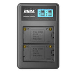 USB Dual Ladegerät für Sony NP-F550 NP-FM550H NP-FM50 Akkus beleuchtetes Display Ladestandanzeige