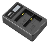USB Dual Ladegerät für Sony NP-FW50 Akkus beleuchtetes Display Ladestandanzeige