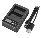 USB Dual Ladegerät für Sony NP-FW50 Akkus beleuchtetes Display Ladestandanzeige