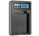 USB Ladegerät für Canon LP-E5 Akkus beleuchtetes Display Ladestandanzeige
