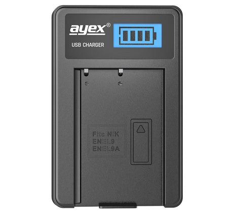 ayex Power-Set mit 2x EN-EL9a Akkus + USB Ladegerät für zB Nikon D40 D40x D60 D3000 D5000