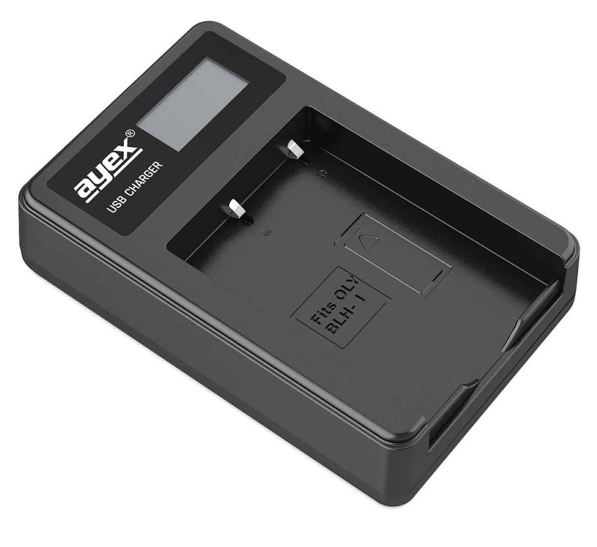 USB Ladegerät für Olympus BLH1 Akkus beleuchtetes Display Ladestandanzeige
