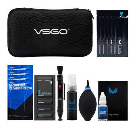 VSGO Professionelles Kamera-Reinigungsset für APS-C Sensoren, Objektive & Displays, DKL-20 Travel Cleaning Kit Pro (Grau)