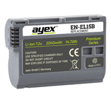 EN-EL15B Akku 2er Set für Nikon Z8 Z7II Z7 D7500 D7000 D600 D750 V1 D800E lange Laufzeit 2040mAh