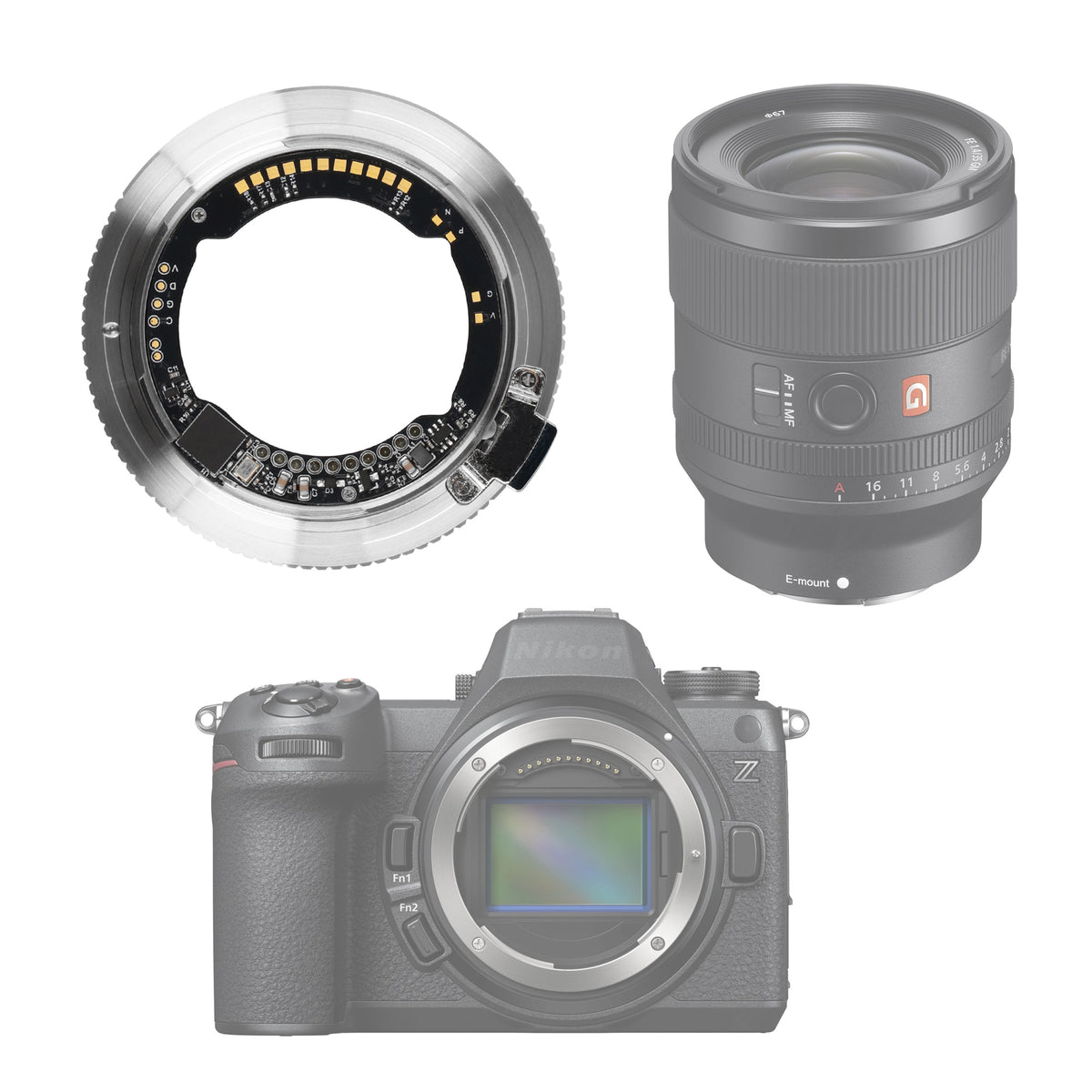 Autofokus Objektivadapter für Sony E-Mount Objektive an Nikon Z-Kameras E-Z Pro