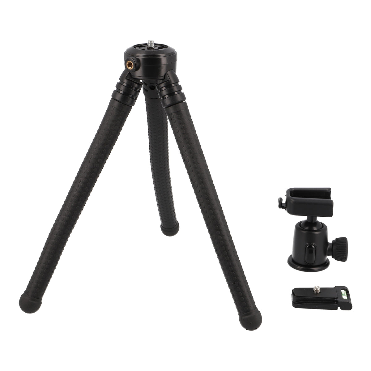 Flexibles 2-in-1 Tischstativ & Selfie-Pod mit Kugelkopf - Biegsame Beine & 1/4"-Anschlüsse